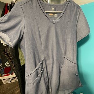 Adar Heather blue jogger scrub set, medium